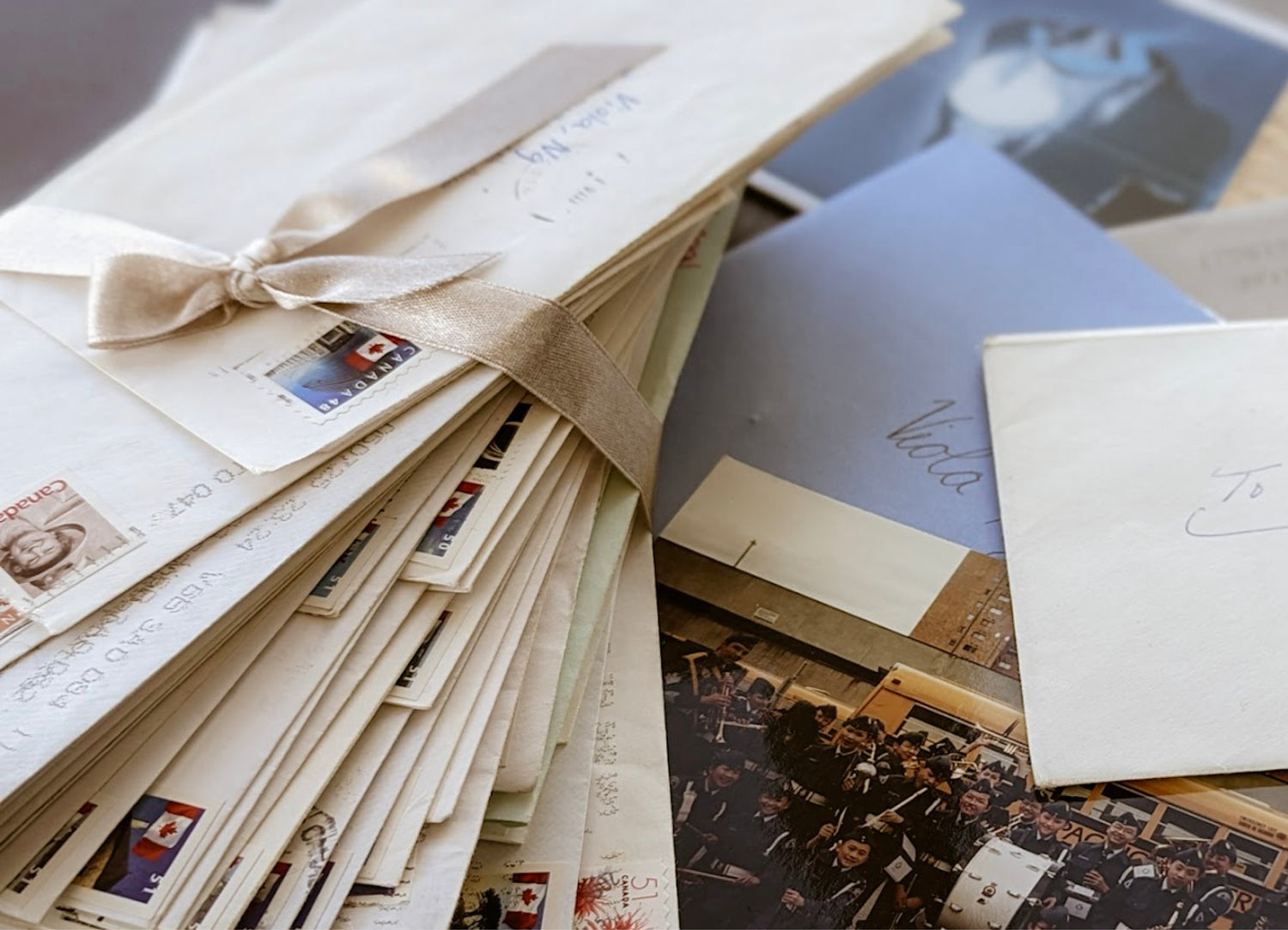 Image of scattered old letters and photos