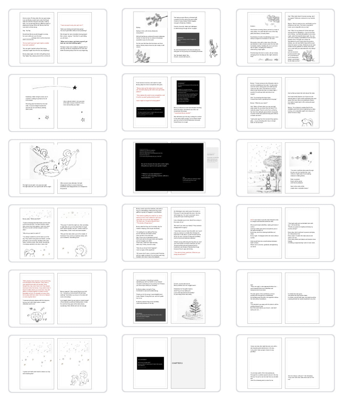 Image thumbnails of inside pages of the first draft layout